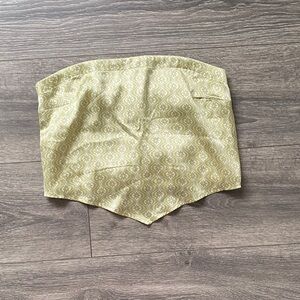 Abercrombie & Fitch Light Green Patterned Strapless Bustier Top